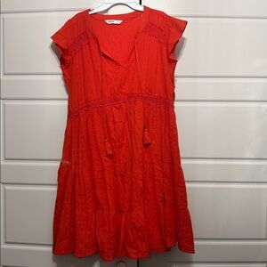 Chic Aloha Orange Midi Dress with Tassel Accents